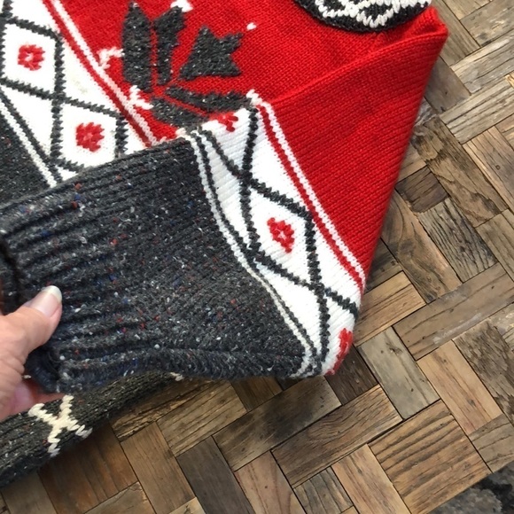 FABE Vintage Red White Gray Chunky Knit Sweater - Picture 6 of 8